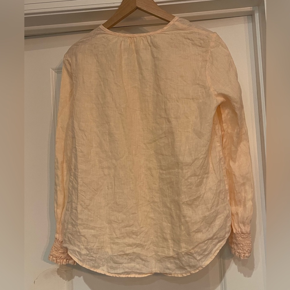 Cloth & Stone by Anthropologie 100% Linen Peach V-Neck Blouse - Picture 2 of 4